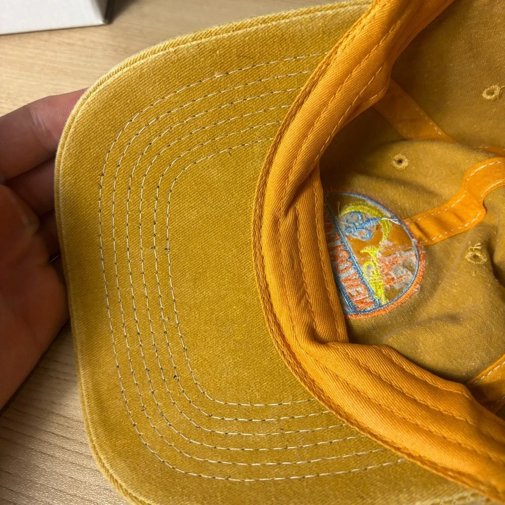 New Orleans Hat Cap Strap Back Yellow Distressed Patch Adjustable